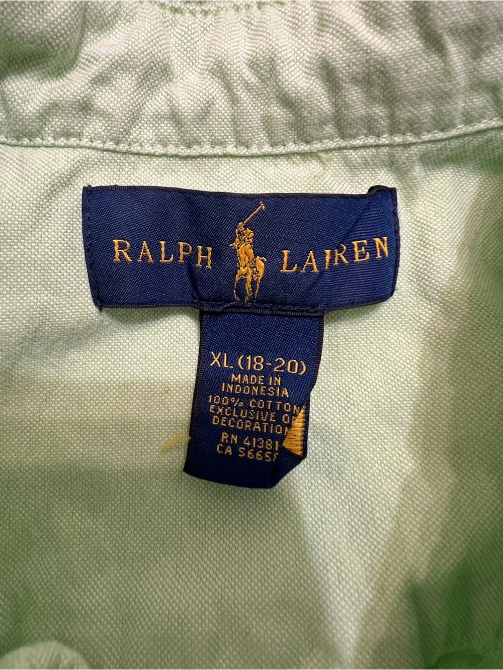Ralph Lauren Polo Bright Lime Green Long-Sleeve Button-Down Shirt Preppy Size XL